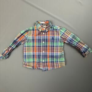 Ralph Lauren Plaid Long Sleeve Baby Shirt 18M Preppy Multicolor Cotton